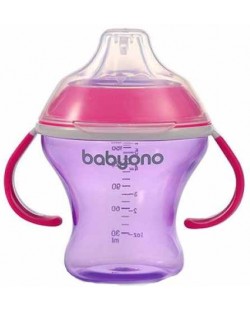 Κύπελλο που δεν χύνεται με μαλακή άκρη Babyono - 180 ml, ροζ