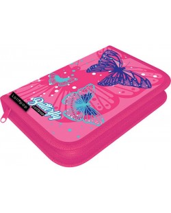Κασετίνα  Lizzy Card Pink Butterfly - με 1 φερμουάρ