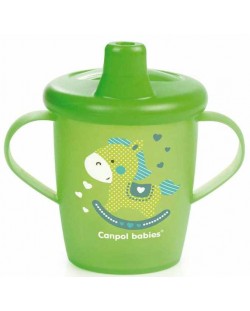 Κύπελλο που δεν χύνεται με σκληρό άκρο Canpol - Toys, 250 ml, πράσινο
