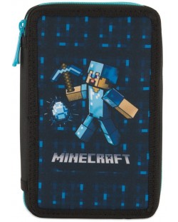 Κασετίνα με σχολικά είδη  Graffiti Minecraft - Diamond, με 2 φερμουάρ