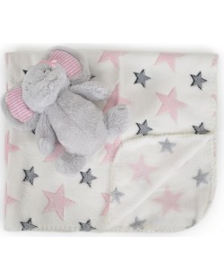 Κουβέρτα με παιχνίδι Cangaroo - Ελέφαντας, ροζ, 90 x 75 cm