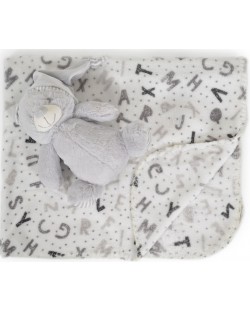 Κουβέρτα με παιχνίδι Cangaroo - Grey bear, 90 x 75 cm