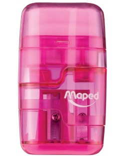 Ξύστρα με γόμα  Maped Connect - Тransparent, ροζ