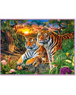 Παζλ Castorland από 2000 κομμάτια - Η οικογένεια τίγρης