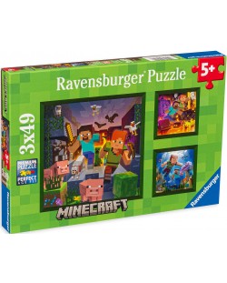 Παζλ Ravensburger από 3 x 49 κομμάτια - Maincraft Biomes