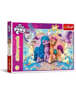 Παζλ με γκλίτερ Trefl 100 κομμάτια - Shiny Ponies / Hasbro, My Little Ponies