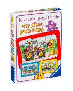 Παζλ Ravensburger 3 x 6 κομμάτια - Βαριά μηχανήματα