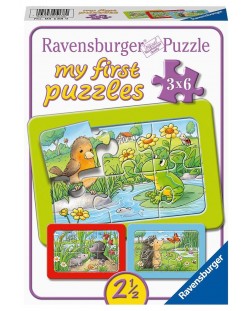 Παζλ Ravensburger 3 x 6 κομμάτια - Μικρά ζώα κήπου