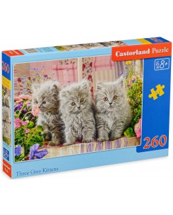 Παζλ  Castorland 260 κομμάτια - Μικρά γκρι γατάκια