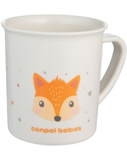 Πλαστικό ποτήρι με χερούλι Canpol - Cute Animals, 170 ml, πορτοκαλί