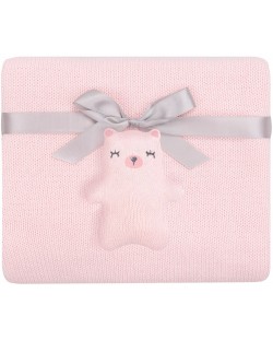 Πλεκτή βαμβακερή κουβέρτα KikkaBoo - Bear with me, Pink	