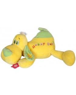 Λούτρινο παιχνίδι Amek Toys - Ξαπλωμένος σκύλος, κίτρινο, 53 cm
