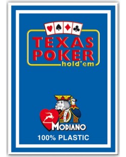 Πλαστικές κάρτες πόκερ Texas Poker - μπλε πλάτη