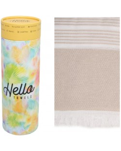 Πετσέτα θαλάσσης σε κουτί Hello Towels - New Collection, 100 х 180 cm, 100% βαμβάκι, μπεζ