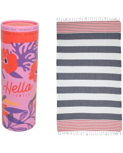 Πετσέτα θαλάσσης σε κουτί Hello Towels - New Collection, 100 х 180 cm, 100% βαμβάκι, μπλε-κόκκινο