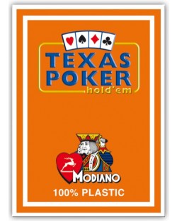 Πλαστικές κάρτες πόκερ Texas Poker - πορτοκαλί πλάτη