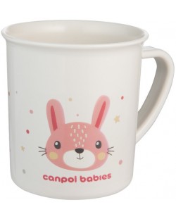 Πλαστικό ποτήρι με χερούλι Canpol - Cute Animals, 170 ml, ροζ