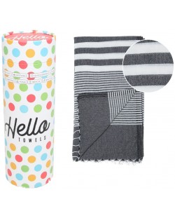 Πετσέτα θαλάσσης σε κουτί Hello Towels - Malibu, 100 х 180 cm,100% βαμβακερό, ασπρόμαυρο