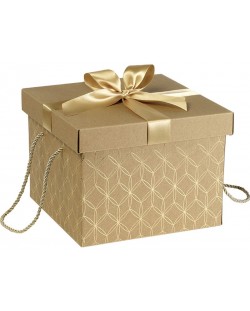 Κουτί δώρου  Giftpack - Με χρυσή κορδέλα και χερούλια, 27 х 27 х 20 cm