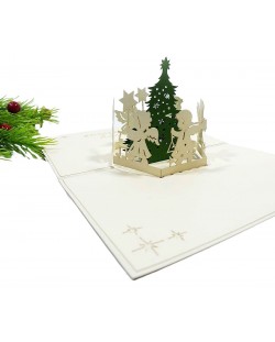 Ευχετήρια κάρτα Kiriori Pop-up - Χριστουγεννιάτικο δέντρο με αγγέλους
