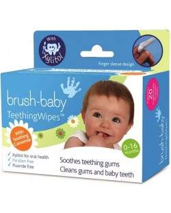 Μαντηλάκια καθαρισμού για τα ούλα και τα δόντια  Brush Baby -0-16 μηνών, 20 τεμάχια
