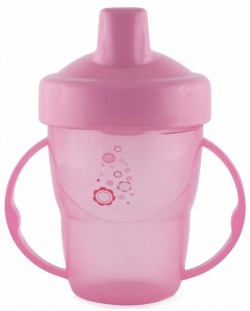 Κύπελλο μετάβασης με λαβές και σκληρό άκρο Lorelli Baby Care - 210 ml, Ροζ