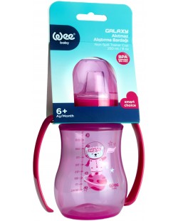 Μεταβατικό κύπελλο με λαβές  Wee Baby - Galaxy, PP, 250 ml, ροζ