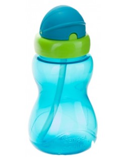 Μεταβατικό μπουκάλι με καλαμάκι και καπάκι Canpol - Blue, 270 ml