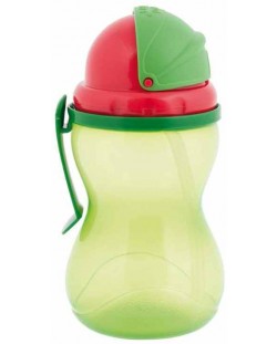 Μεταβατικό μπουκάλι που δεν διαρρέει με μαλακό καλαμάκι Canpol - Πράσινο, 370 ml