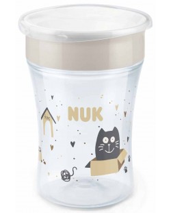 Κύπελλο μετάβασής NUK - Magic Cup, 8 m+, 230 ml, Cat & Dog, μπεζ