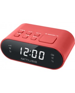 μΣτήλη ραδιοφώνου με ρολόι Muse - M-10, κόκκινο/μαύρο