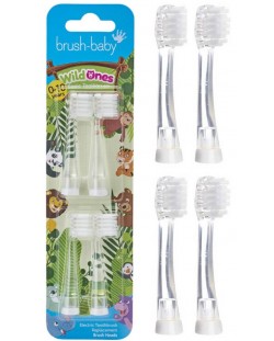 Ανταλλακτικές κεφαλές οδοντόβουρτσας  Brush Baby - Wild Ones,0-10 ετών, 4 τεμάχια