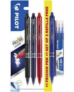 Στυλό Pilot Frixion - 4 τεμάχια + 3 μπλε ανταλλακτικά