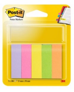 Αυτοκόλλητοι δείκτες Post-it 670-5 - Mix neon, 1,5 x 5 cm