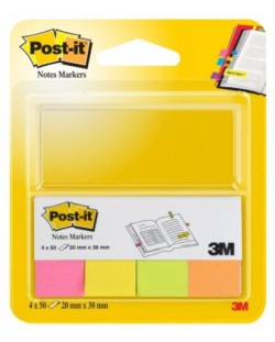 Αυτοκόλλητα ευρετήρια Post-it 670-4 - Mix neon, 2 x 3,8 cm