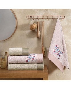 Σετ από 4 πετσέτες TAC - Tiffany Pure,ροζ/μπεζ