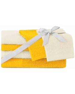 Σετ 6 πετσέτες AmeliaHome - Flos, κρέμα/κίτρινο