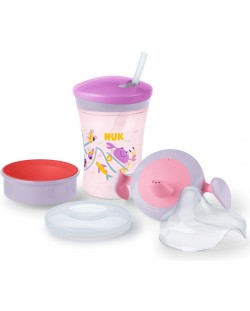 Σετ ποτήρια Nuk - Evolution Cups, All-in-one, κορίτσι, ροζ