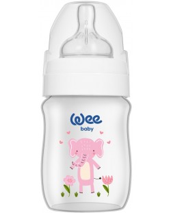 Μπιμπερό με φαρδύ στόμιο  Wee Baby - Safari, PP, 150 ml, ελέφαντας