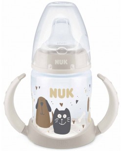 Μπιμπερό NUK First Choice - Cat & Dog, TC, PP, με ακροφύσιο χυμού, 150 ml, γκρι