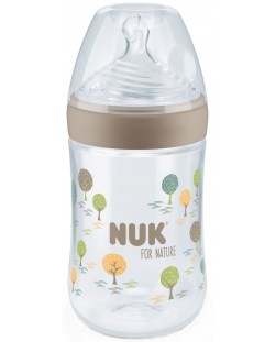Μπουκάλι με θηλή σιλικόνης NUK for Nature - 260 ml,μέγεθος Μ, Μπεζ