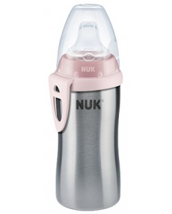 Μπιμπερό   με μύτη σιλικόνης Nuk - Active Cup, με θερμικό εφέ, 215 ml, ροζ
