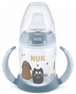 Μπιμπερό NUK First Choice - Cat & Dog, TC, PP, με στόμιο χυμού, 150 ml, μπλε
