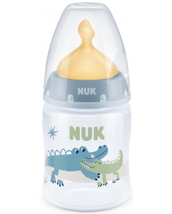 Μπιμπερό Nuk First Choice - Temperature control, με θηλή από καουτσούκ, 150 ml, μπλε, κροκόδειλοι