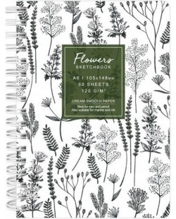 Βιβλίο σκίτσων Drasca Flowers - Βότανα, A6, 60 φύλλα