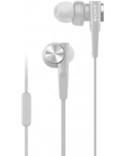 Ακουστικά με μικρόφωνο Sony - MDR-XB55AP, άσπρα