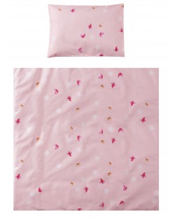 Σετ ύπνου για παρκοκρέβατο Lorelli - Eva, 5 τεμάχια, Πεταλούδες, ροζ