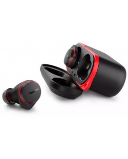Αθλητικά ακουστικά Philips - TAA7507BK/00, TWS, ANC, μαύρο/κόκκινο