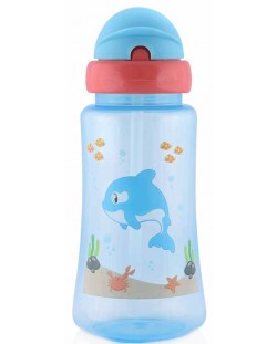 Αθλητικό μπουκάλι με καλαμάκι Lorelli Baby Care - 330 ml, Μπλε