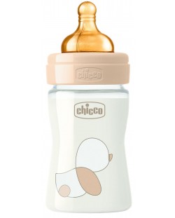 Γυάλινο μπιμπερό Chicco - Original Touch, 150 ml, μπεζ